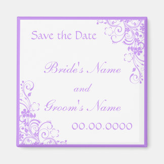 Reserva floral púrpura el imán del favor del boda 