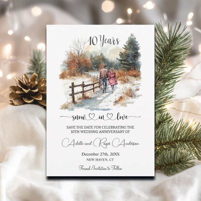 Reserva La Fecha 10th Wedding Anniversary Winter Landscape Romantic (Subido por el creador)
