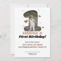 1.ᵉʳ cumpleaños Minimalista Beige Teddy Hearts