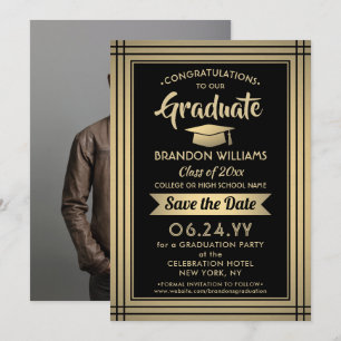 Reserva La Fecha 1 Foto felicitaciones Graduate Black and Gold