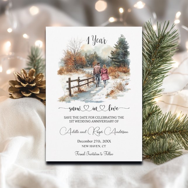 Reserva La Fecha 1st Wedding Anniversary Winter Landscape Romantic (Subido por el creador)