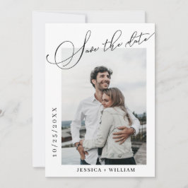 Reserva La Fecha 2 Boda de caligrafía simple de foto elegante