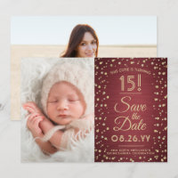 2 Foto Quinceanera Elegante Purpurina de oro de Bo