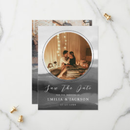 Reserva La Fecha 2 fotos Boda de superposición de resumen negro y b