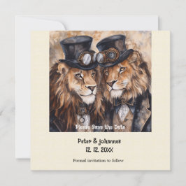 Reserva La Fecha 2 leones machos steampunk Guardar la fecha