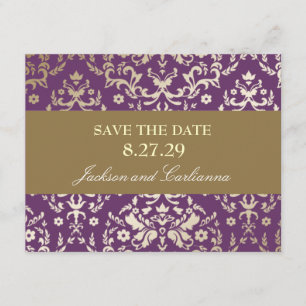 Reserva La Fecha 311-Deslumbrante Damask Gold Ivory Salva la fecha