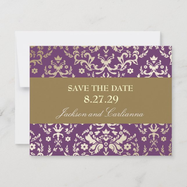 Reserva La Fecha 311-Deslumbrante Damask Gold Ivory Salva la fecha (Anverso)