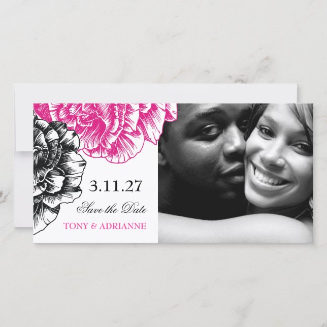 Reserva La Fecha 311-Le Plush Fleur - Pink & Black Save the Date (Anverso)