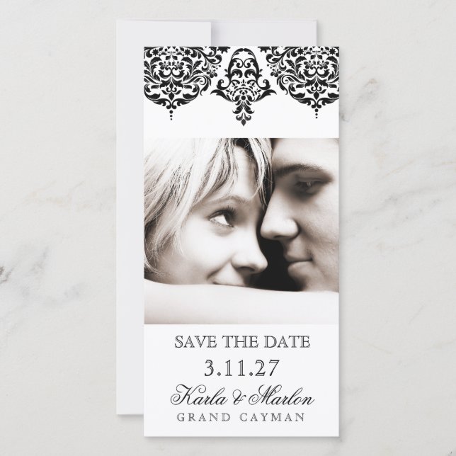 Reserva La Fecha 311 Mon Cherie Damask Black Save the Date (Anverso)