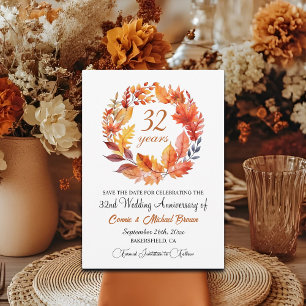 Reserva La Fecha 32° Aniversario Boda Elegante Floral de Otoño