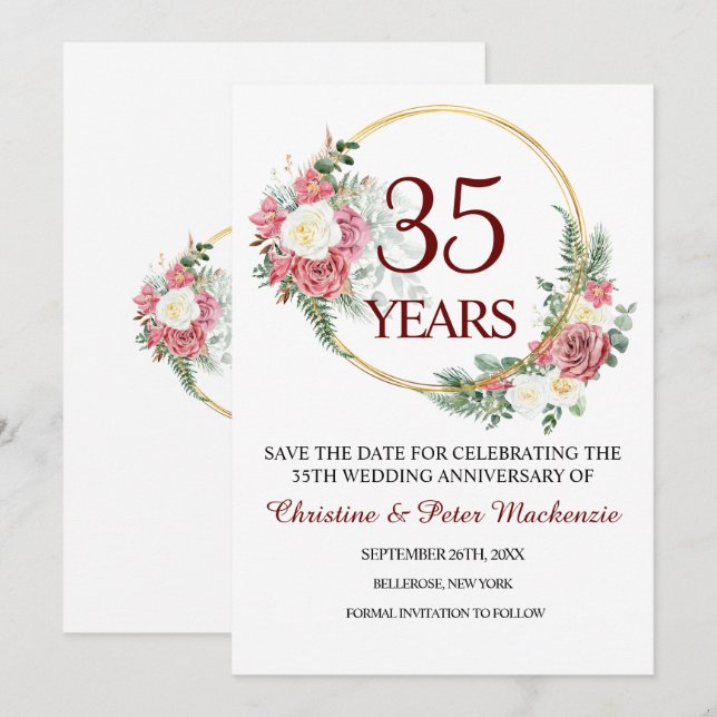 Reserva La Fecha 35° Aniversario del Boda de Coral (Anverso / Reverso)