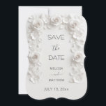 Reserva La Fecha 3D White Roses Save The Date Card<br><div class="desc">3D white paper cut roses save the date card.</div>