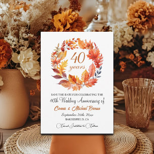 Reserva La Fecha 40.º Aniversario Boda Elegante Floral Caída