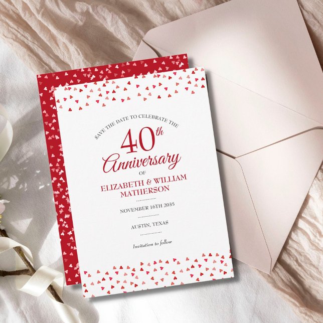 Reserva La Fecha 40.º Aniversario Boda Ruby Love Hearts (Subido por el creador)