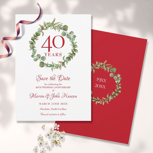 Reserva La Fecha 40.º Aniversario del Boda de Ruby Greenery Garland (Subido por el creador)