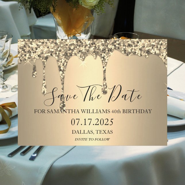 Reserva La Fecha 40.º Fiesta de cumpleaños Purpurinas de espuma de  (Subido por el creador)