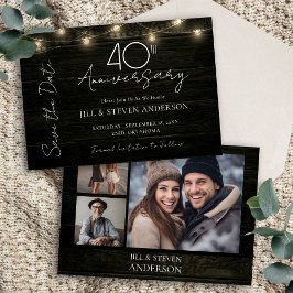 Reserva La Fecha 40° Aniversario Fiesta Rustic Wood Lights