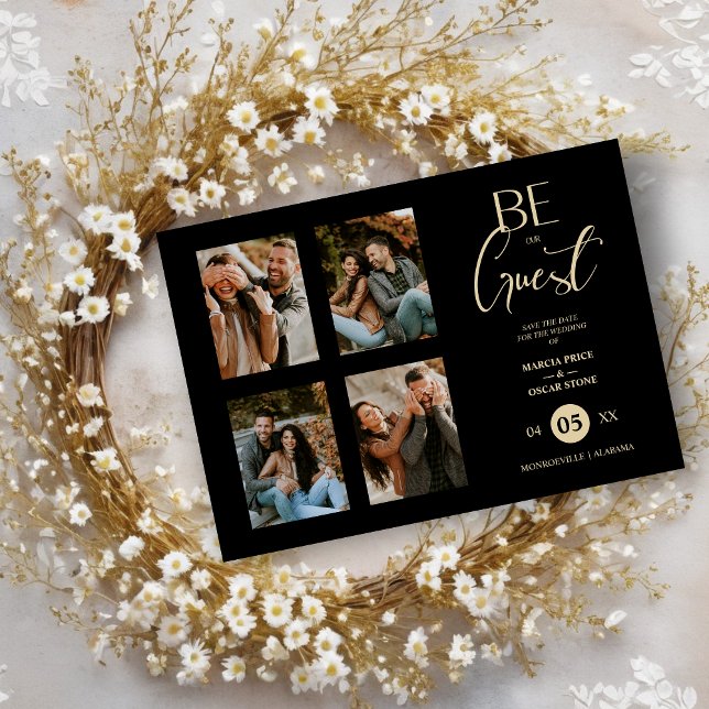 Reserva La Fecha 4 Photos Be our Guest Black Wedding Fancy (4 Photos Be our Guest Black Wedding Fancy Save the Dates Cards with Envelope. )