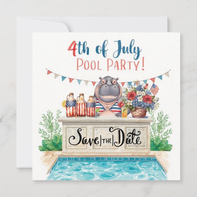 Reserva La Fecha 4th of July Pool Party with Hippo  (Anverso)