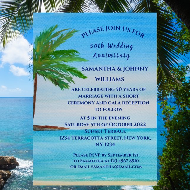 Reserva La Fecha 50.º Aniversario Boda Costa de Playa Tropical (Subido por el creador)