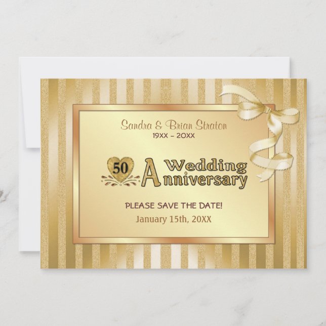 Reserva La Fecha 50.º Aniversario Boda - Oro (Anverso)