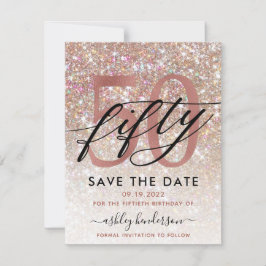 Reserva La Fecha 50.º Purpurina de Moda de cumpleaños, Ombre, Salva