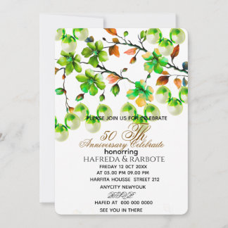 Reserva La Fecha 50th Anniversary Invitation, Greenery Wedding Anni