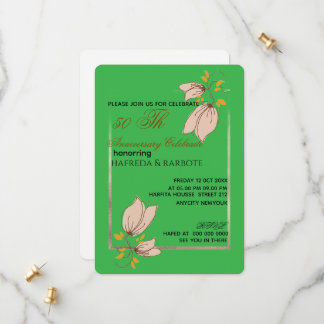 Reserva La Fecha 50th Anniversary Invitation, Greenery Wedding Anni
