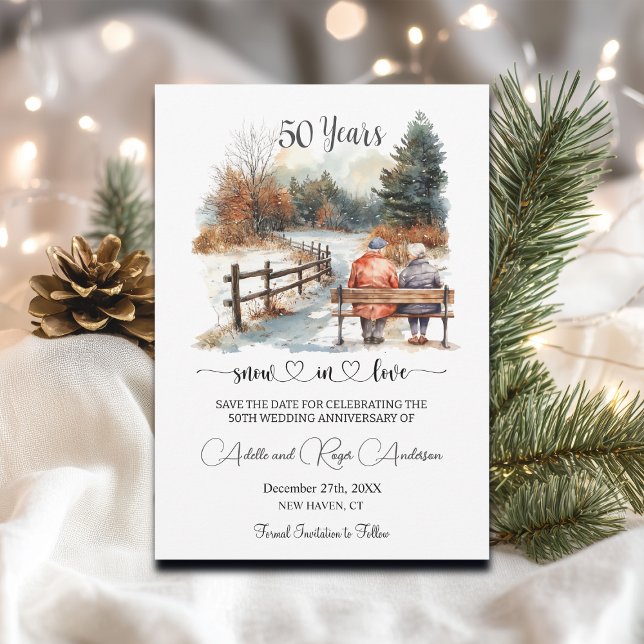 Reserva La Fecha 50th Wedding Anniversary Winter Landscape Romantic (Subido por el creador)