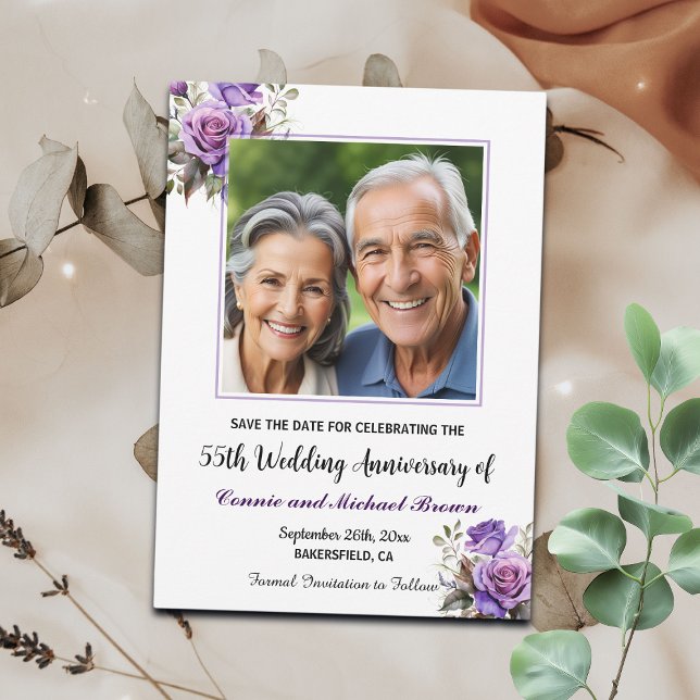 Reserva La Fecha 55° Aniversario del Boda Foto de Rosas púrpura (Subido por el creador)