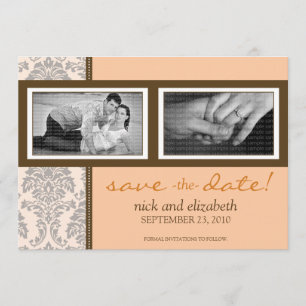 Reserva La Fecha 5X7 Baroque Peach/Brown Two-Photo Save the Date