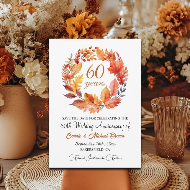 Reserva La Fecha 60.º Aniversario Boda Elegante Floral Caída (Subido por el creador)