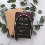 Reserva La Fecha 60.º arco de oro burdeos negro de cumpleaños<br><div class="desc">Una tarjeta Save the Date para una fiesta de cumpleaños número 60. Un fondo negro y burdeos, decorado con un arco dorado falso. Personalice y agregue una fecha y su nombre. El texto: Sixty y Save the Date se escribe con un gran guión a la moda de estilo con letras...</div>