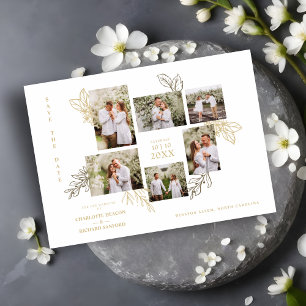 Reserva La Fecha 6 Photos Collage Wedding Botanical Branches Frame 
