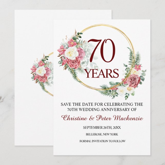Reserva La Fecha 70.º Aniversario del Boda Platino (Anverso / Reverso)