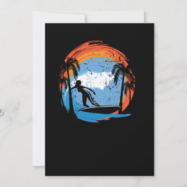 Reserva La Fecha 70.Surfista Chica Surfista Chica Surfboard Sunse (Anverso)