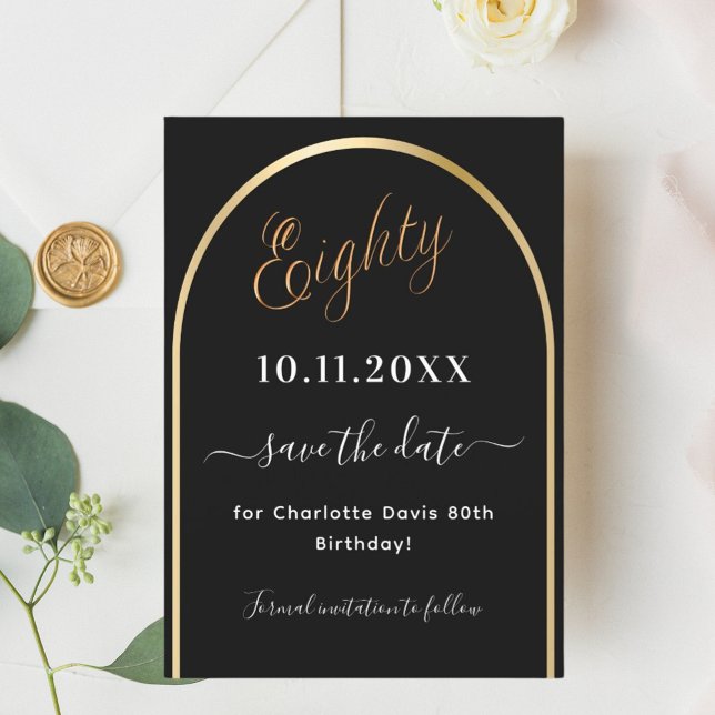 Reserva La Fecha 80.º arco de oro negro de cumpleaños (Subido por el creador)