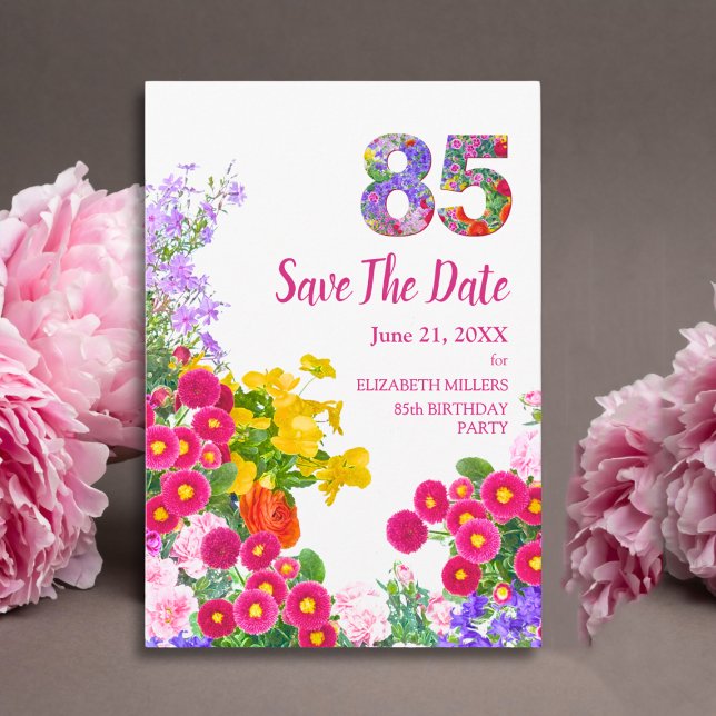 Reserva La Fecha 85º cumpleaños Floral moderna - 85 años (Subido por el creador)