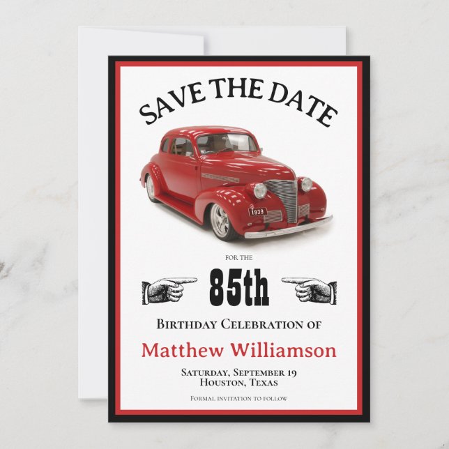 Reserva La Fecha 85 Aniversario 1939 Coupe Save The Date (Anverso)