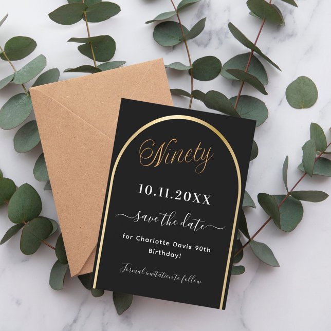 Reserva La Fecha 90.º arco de oro negro de cumpleaños (Subido por el creador)