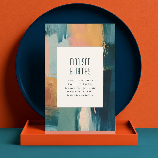 Reserva La Fecha Abstract Art Modern Painting Unique Wedding (Subido por el creador)