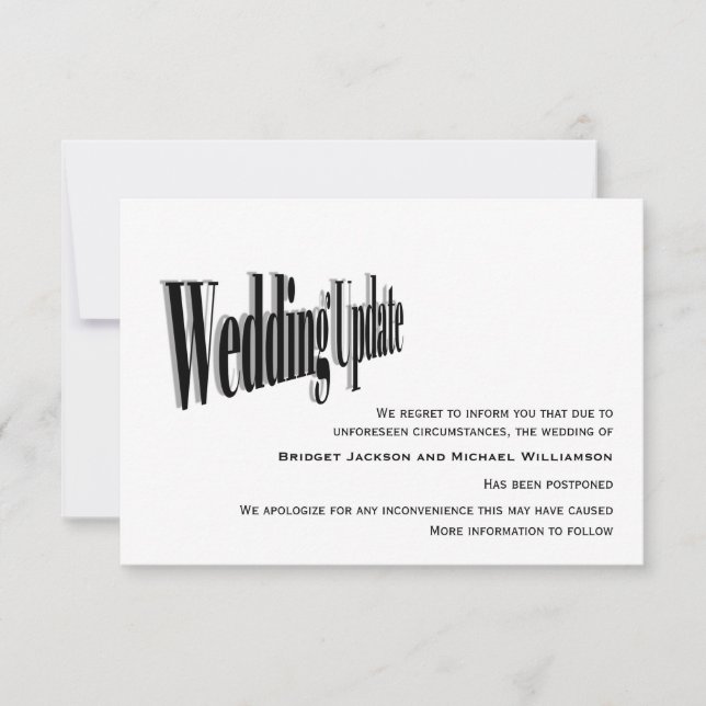 Reserva La Fecha Actualización de Boda moderna - pospuesta (Anverso)