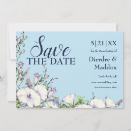 Reserva La Fecha Acuarela Azul Floral Moral Glory Handfasting