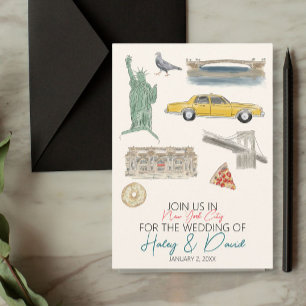 Reserva La Fecha Acuarela Boda de Nueva York