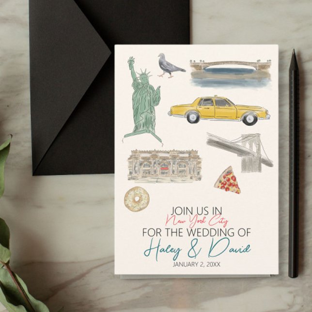 Reserva La Fecha Acuarela Boda de Nueva York (Subido por el creador)