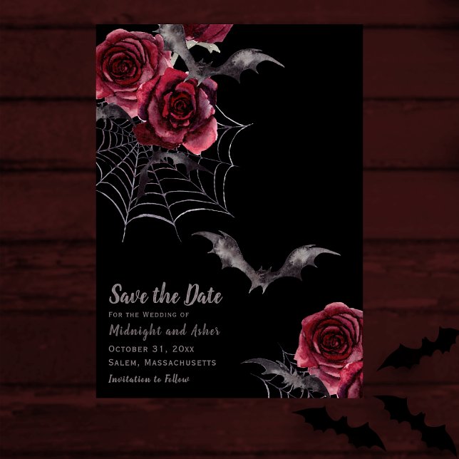 Reserva La Fecha Acuarela Boda gótica de Halloween Guardar la fecha (Subido por el creador)