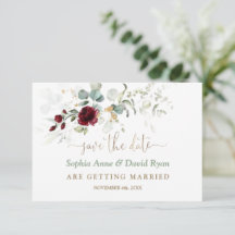 Acuarela Burgundy Floral Hojas Aireadas Boda 