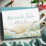 Reserva La Fecha Acuarela costera Guardar la fecha en español<br><div class="desc">Anuncie su compromiso con esta hermosa tarjeta Save the Date en español, ideal para una boda de destino junto al mar! Con "Reserva la fecha" en tipografía de escritura elegante, esta tarjeta captura la esencia de un verano tropical con una réplica de mis originales olas acuáticas oceánicas en serenos tonos...</div>