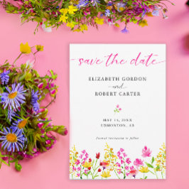 Reserva La Fecha Acuarela de flores silvestres con elegante letra 