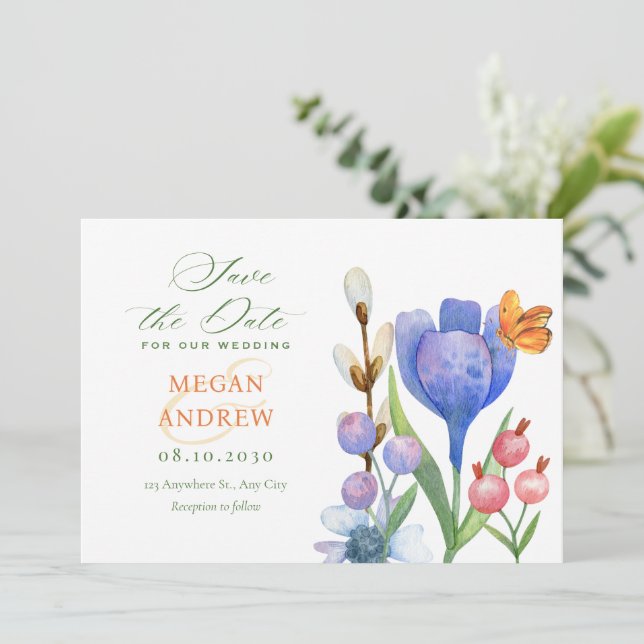 Reserva La Fecha Acuarela floral (Anverso de pie)